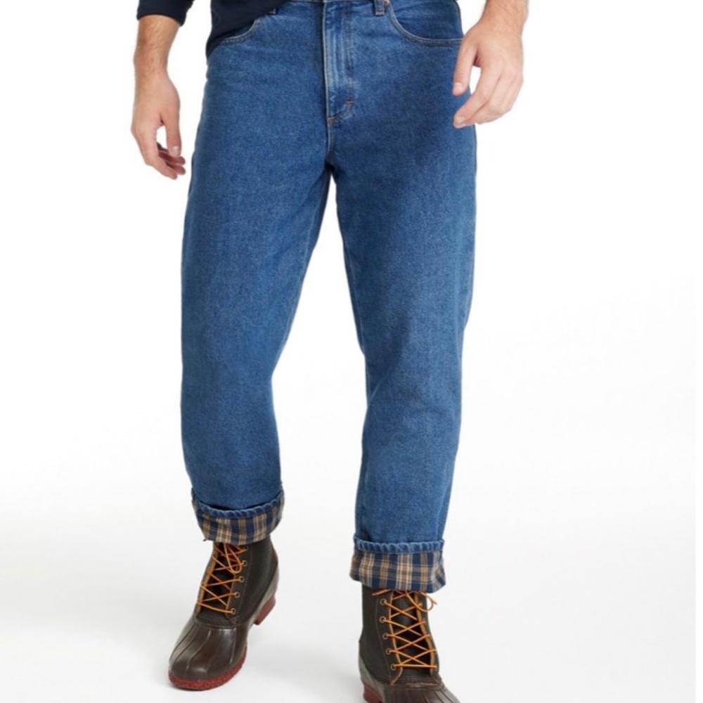LLBean Men's Jeans, Relaxed Fit with Comfort waist. Flannel-Lined - Picture 2 of 6